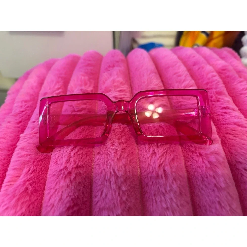 Oversized Hot Pink Square Fashion Glasses | Barbiecore Y2K Retro Sunglasses